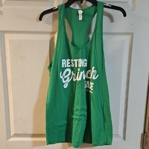 #CLUBFITWEAR RESTING GRINCH FACE RACERBACK TANK: GREEN: EXCELLENT CONDITION: XXL